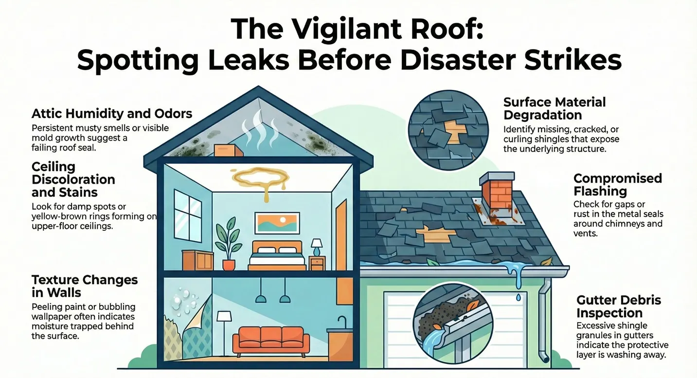 Signs of a Leak: How to Spot Roof Damage Before It Destroys Your Ceiling.